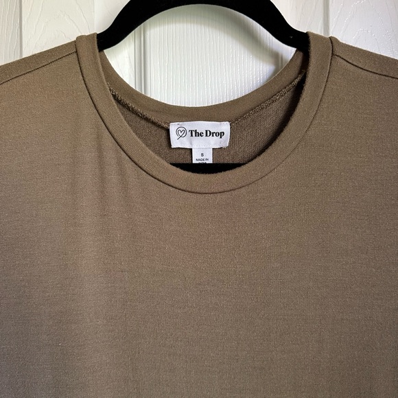 The Drop Cora Dress (Women’s S, Modal) in Capers Olive - Midi Style with Slit - Picture 2 of 8